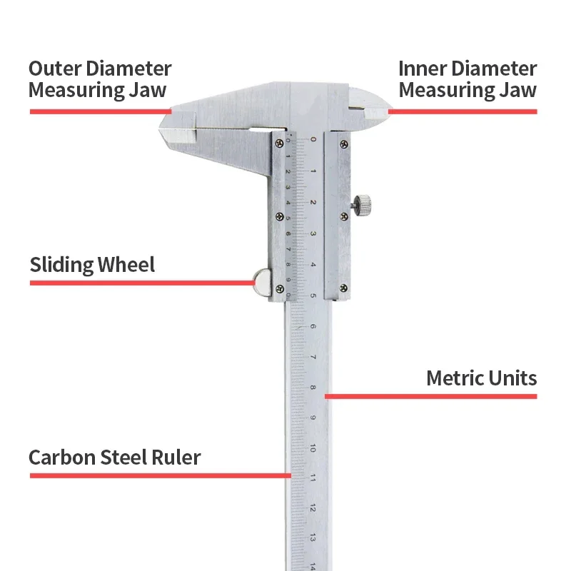 Professional Industrial Vernier Caliper Carbon Steel Precision Measurement Four Use Metric Precision Measuring Tool