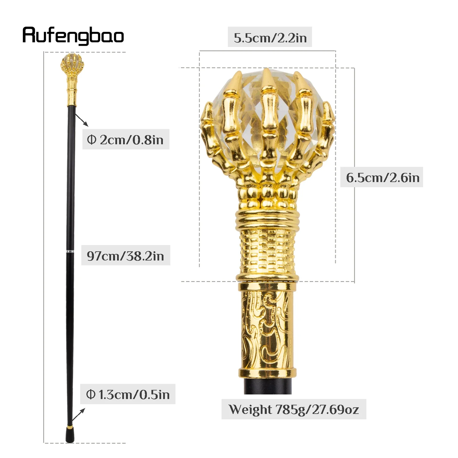 Transparente Glaskugel Steampunk Gehstock Mode dekorative Gehstock Gentleman Luxus Crosier Knopf Gehstock 97cm