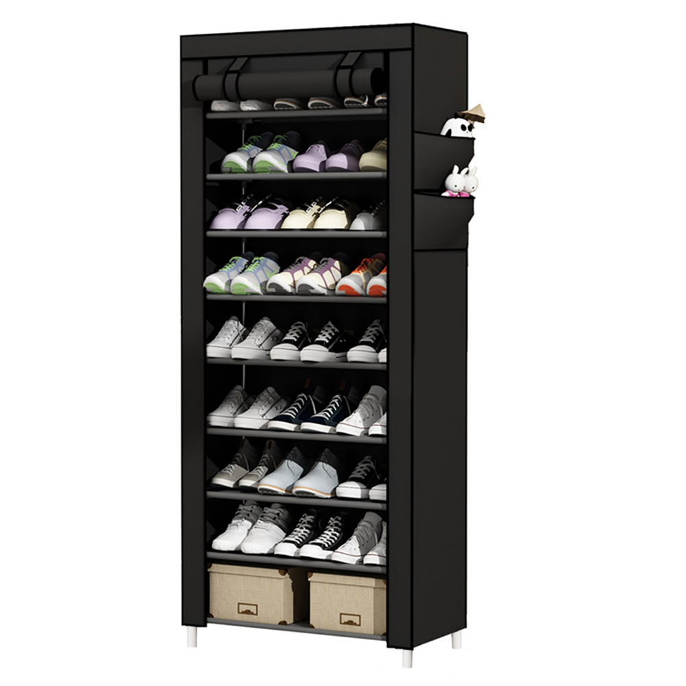 10 Layers Shoes Cabinet with Cover Dustproof Shoes Storage Rack Metal Shoe Rack for Home Student Dormitory Office Worker