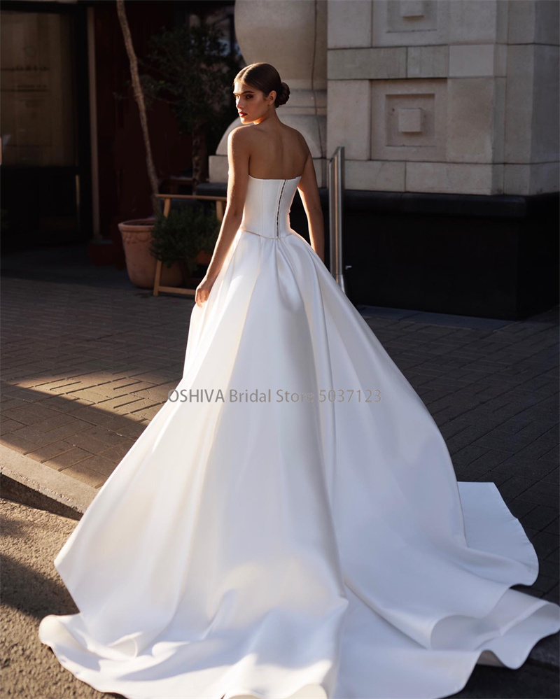 Simple Wedding Dresses Customized Bridal Gowns Sweetheart Neck High Split Vestidos De Noiva Expertly Elegance Perfect Fit﻿