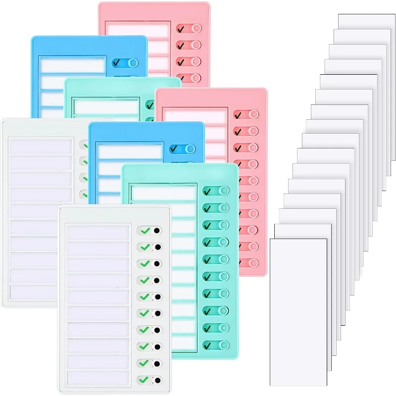 1 pcs Chore Chart with 5 pcs Blank Card,Plastic Checklist Board with Detachable Cardstock to Do List for Routine Planning