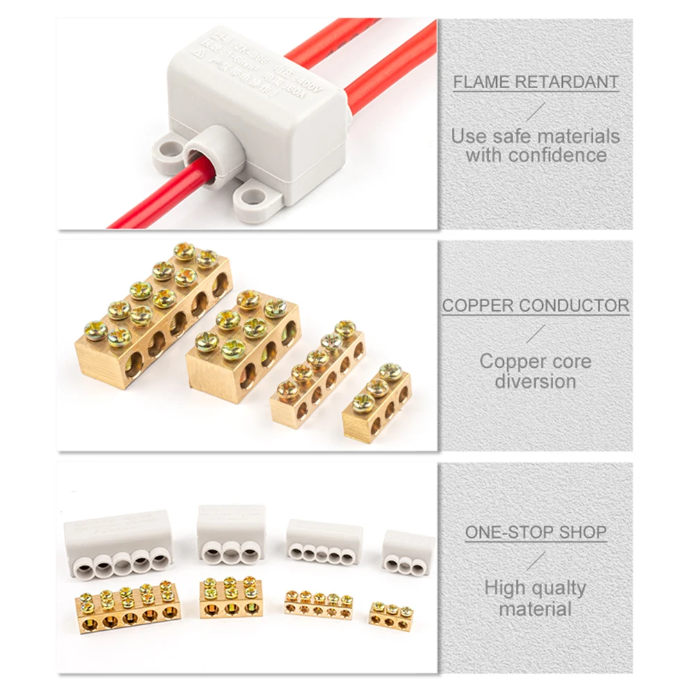High Power 1 in multiple out Cable Splicing 60A/400V 1-6mm2 Wire Connector Screw Wiring Terminal Block 80A/1000V 2.5-16mm2