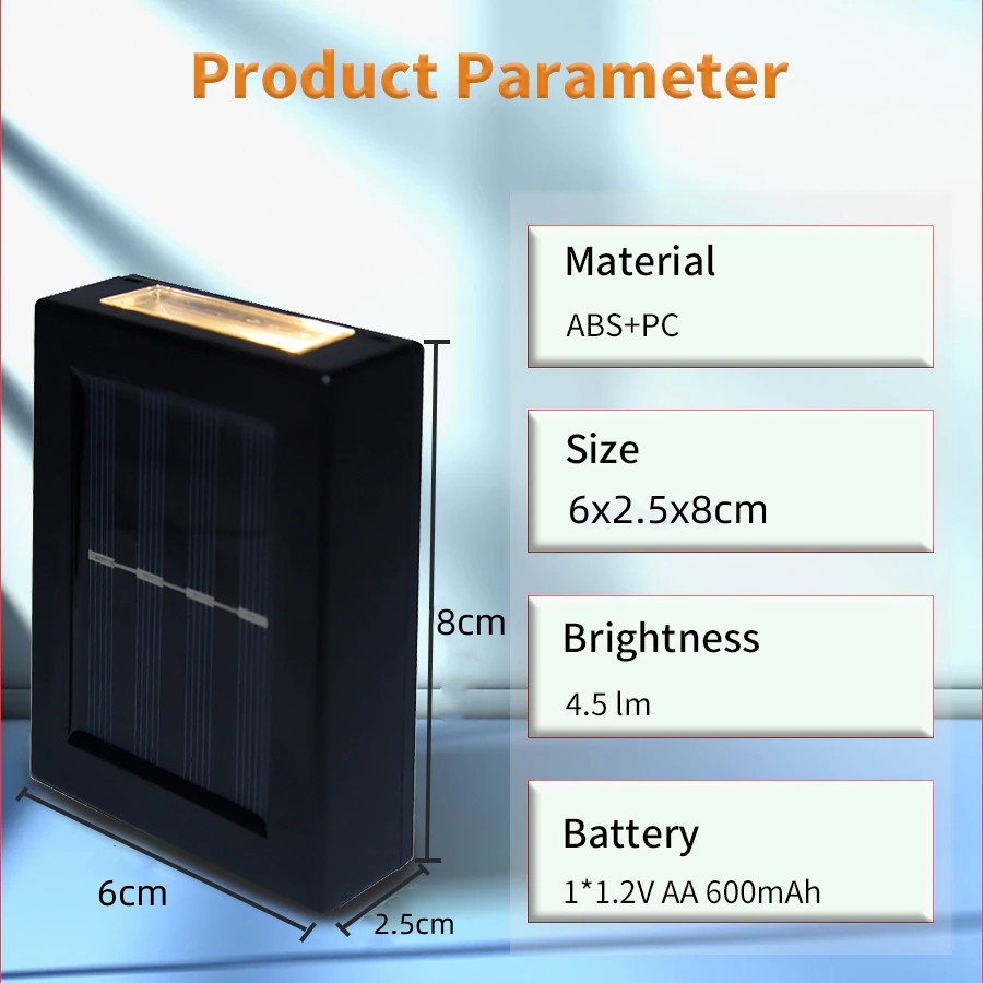 Lampa słoneczna LED Zewnętrzna wodoodporna lampa ścienna na energię słoneczną Oświetlenie w górę i w dół Ogród Schody Dekoracja ogrodzenia Lampa zasilana światłem słonecznym
