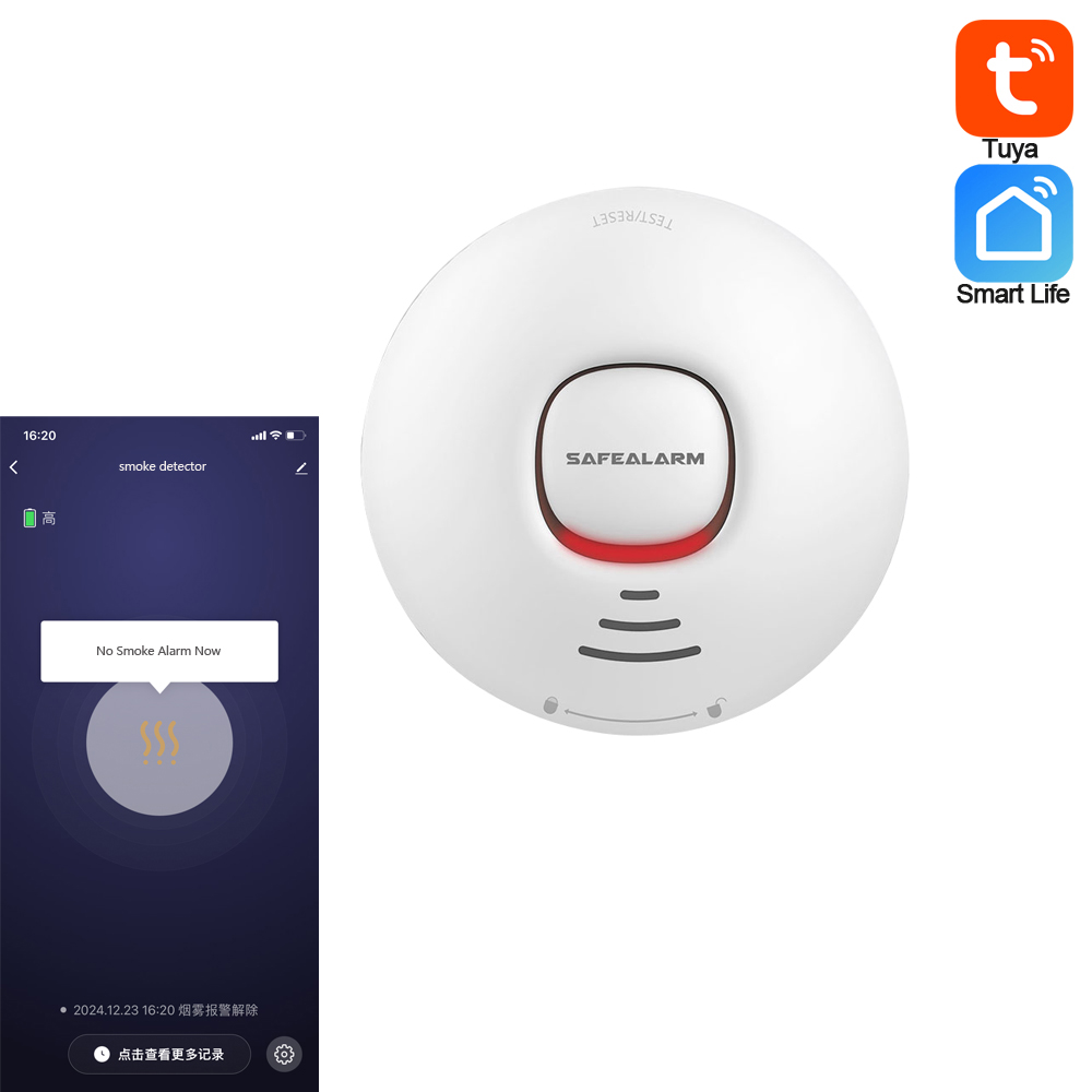 1Pcs Feuer Alarm Rauchmelder Gebaut In Batterie Home Security WiFi Rauch Sensor Tuya Smart Leben APP Benachrichtigung
