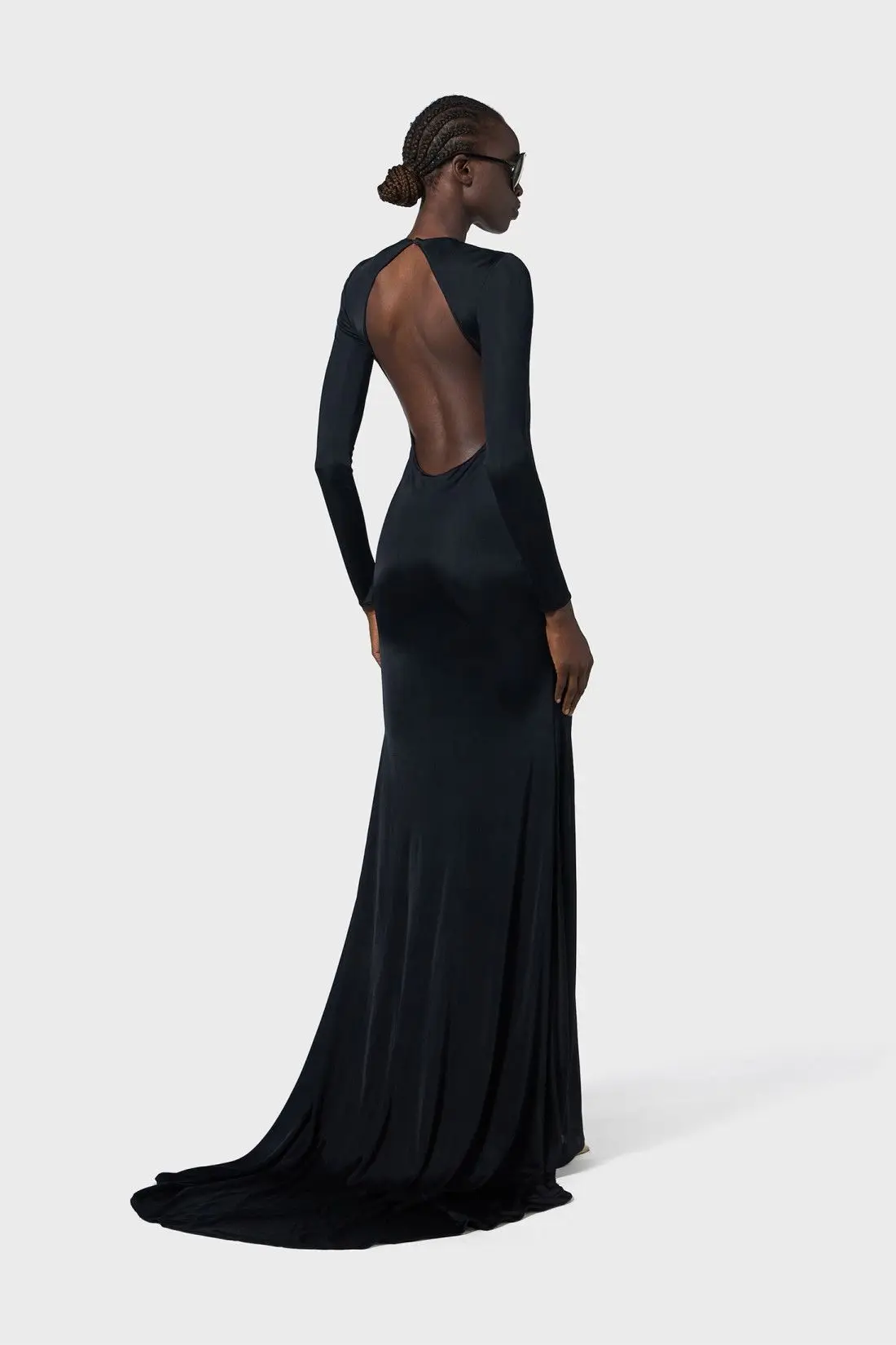 Sexy Backless Hollow Out Galajurk Dames Lange Mouw V-hals Bodycon Maxi Jurken Luxe 2025, Zomer Mode Celebrity Wear