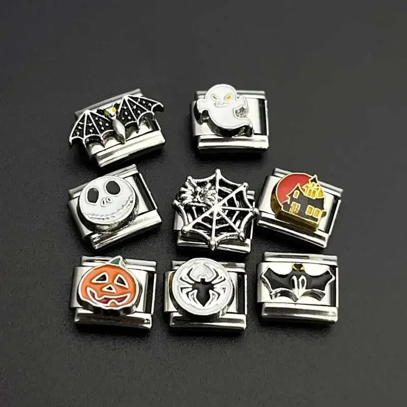 อิตาเลี่ยน Charm สร้อยข้อมือสแตนเลส DIY Splicing โมดูล 9 มม.ฮาโลวีน Series ส่วนบุคคลประกอบความยืดหยุ่น Dark Cool