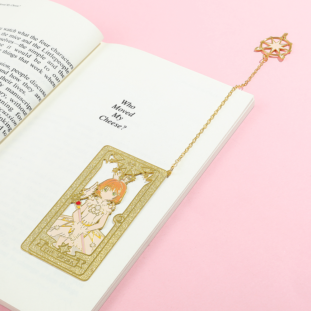 1ชิ้นอะนิเมะการ์ดแคปเตอร์หนังสือซากุระสมุดสะสมอะนิเมะแฟนๆที่คั่นหนังสือโลหะเชอร์รี่สำหรับคนรักหนังสือเครื่องเขียนอุปกรณ์การเรียน