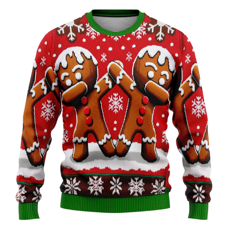 Moda 2024 suéter de Navidad feo divertido sudadera gráfica de Navidad Santa Claus Cosplay jerseys niño cuello redondo chándal de poliéster