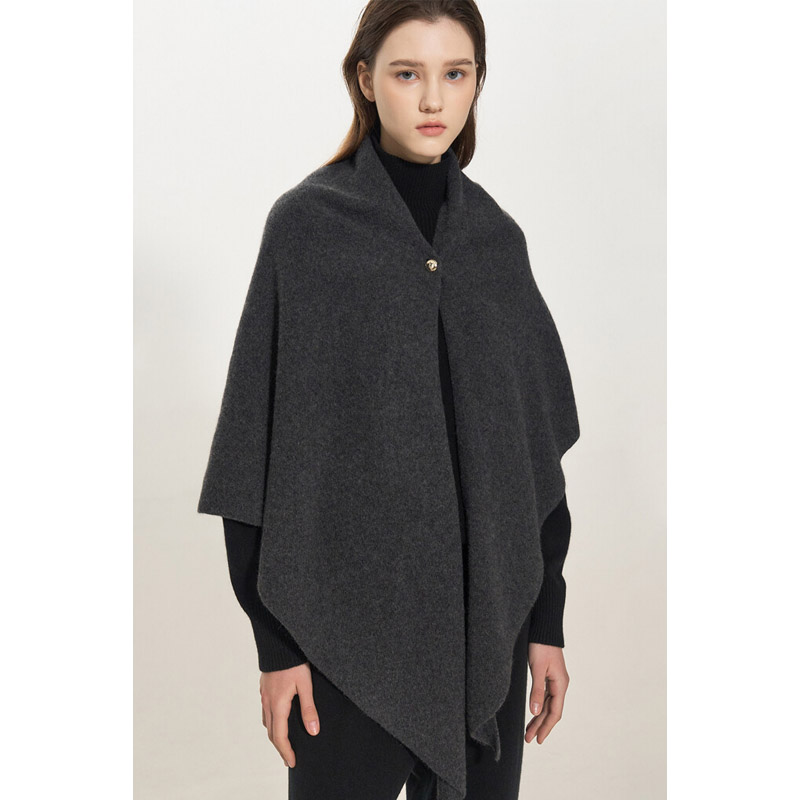 「Marca LUXURY」Artefacto de forma cóncava Corea del Sur 24 Otoño e Invierno Hebilla Carpeta Triangular Mantón tejido de lana Mujer