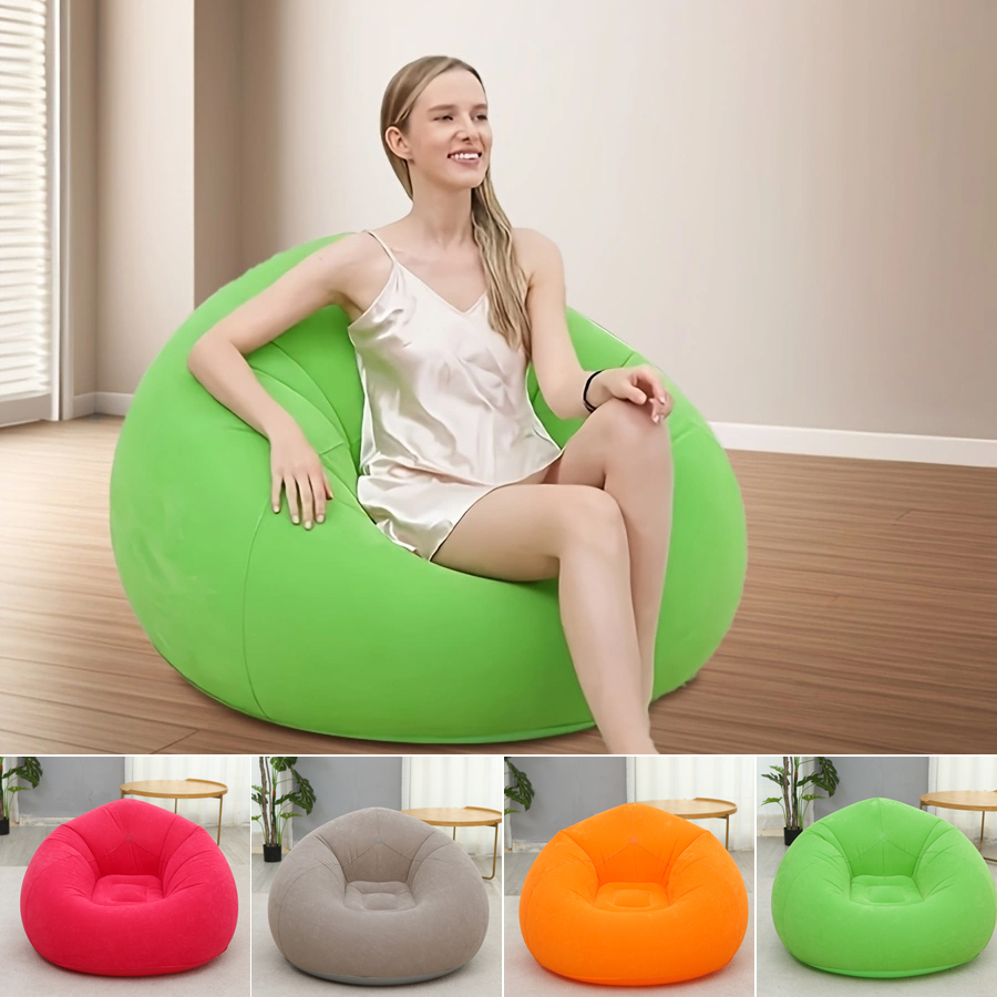 Sofá inflable con bolsa de frijol, sillón inflable plegable, fácil de llevar, suave y cómodo, adecuado para exteriores/indoo, 1 ud.