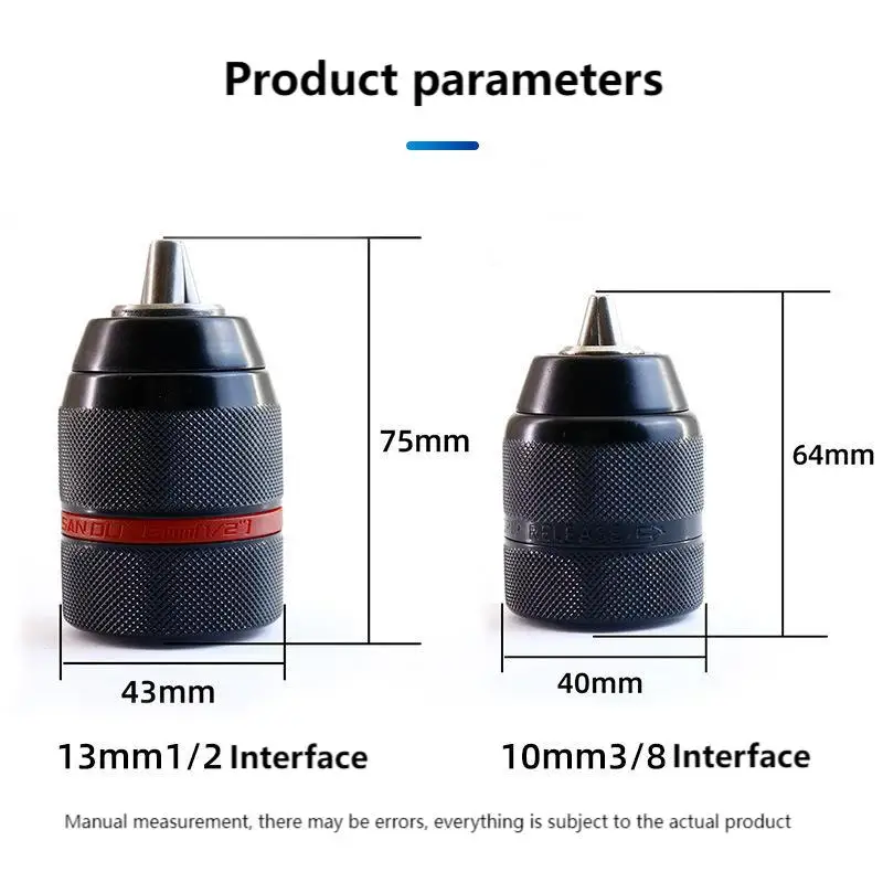 Portabrocas sin llave de Metal resistente, 1/2-20UNF, 10mm, 13mm, vástago hexagonal/SDS/enchufe cuadrado hembra, herramienta de Hardware, herramienta de mano