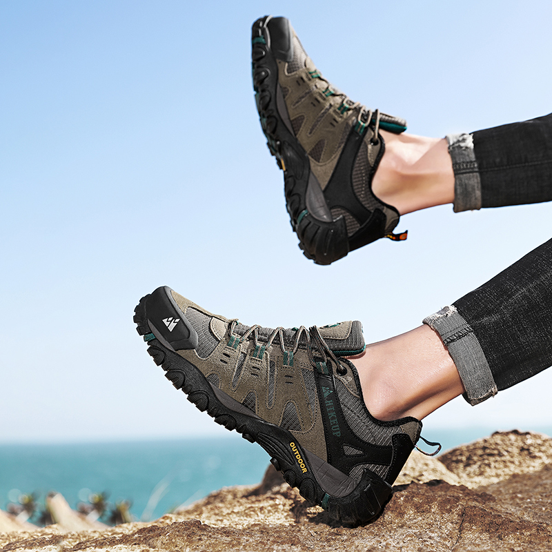 HIKEUP Herren Wanderschuhe Wildleder Outdoor Schuhe Verschleißfeste Männer Trekking Wandern Jagd Taktische Turnschuhe