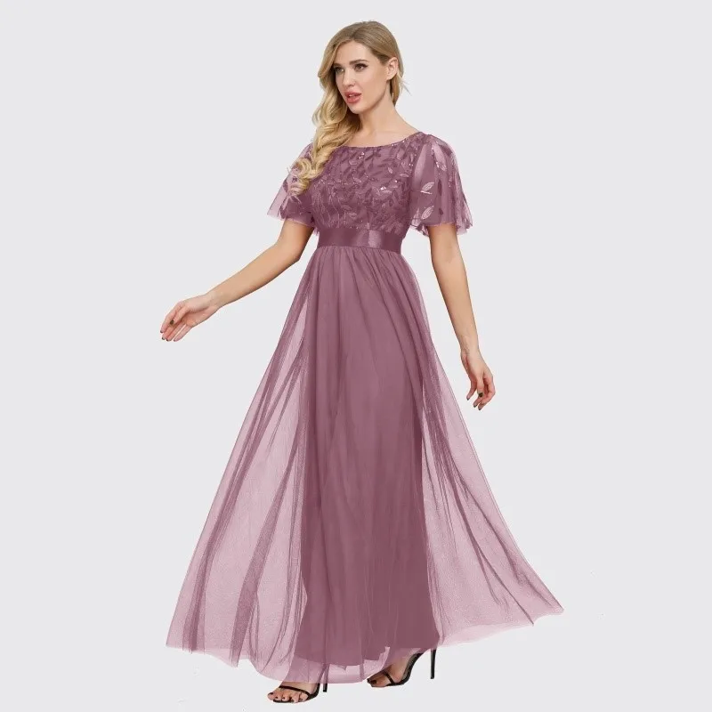 Vestido bordado elegante para mujer, vestido de línea a de alta calidad, negro, Morado, rojo, verde, oficina, fiesta, compromiso, banquete
