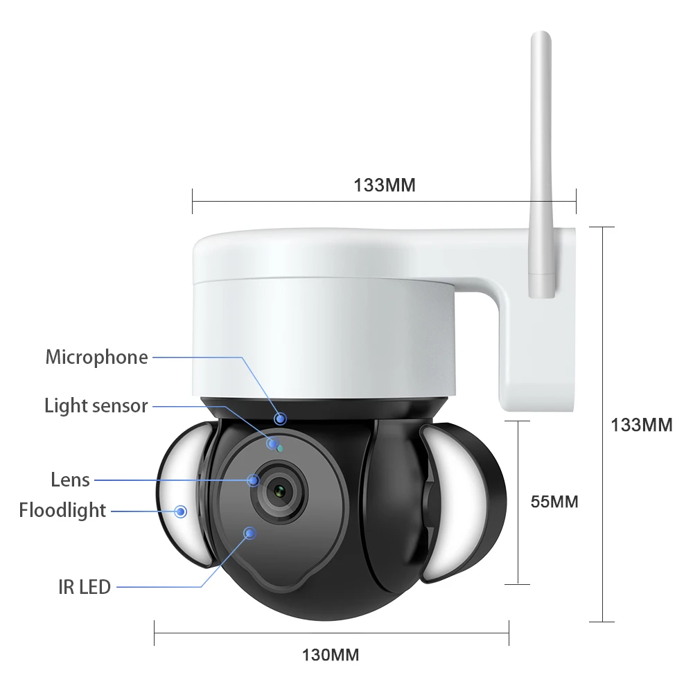 INQMEGA 5MP TUYA Cámara inteligente en la nube cámara de videovigilancia WIFI al aire libre seguimiento automático Google Home Alexa IP cámara CCTV PTZ
