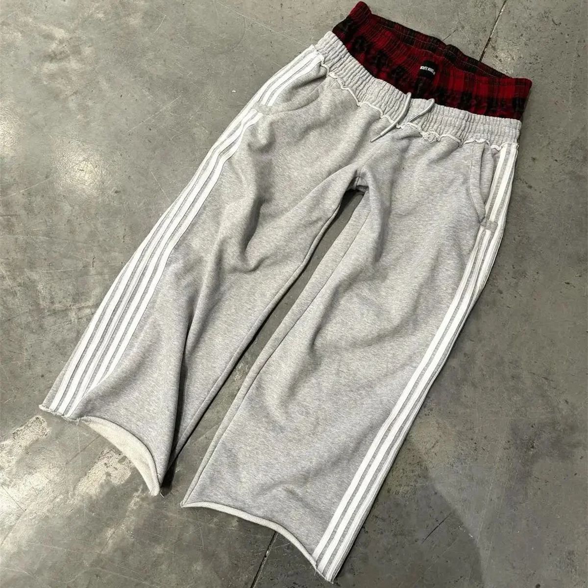 Moda retro y2k calças listradas femininas 2024 novo em harajuku vintage sweatpants perna larga solta hip hop streetwear senhora calça casual