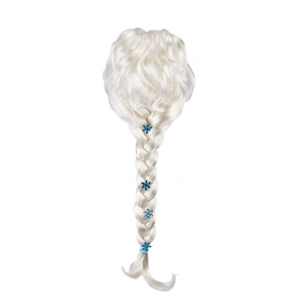 Peluca de princesa Elsa Anna para niña, fiesta de Halloween, Carnaval, disfraz de Bella miércoles, sirena, Rapunzel, Aurora, Blancanieves, Ariel