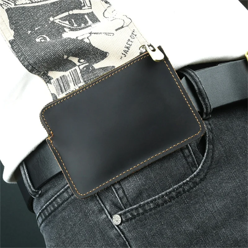 AIGUONIU Hohe Qualität Echtes Leder Taille Tasche Karte Beutel Rindsleder Design Taille Pack Beutel Taille Gürtel Tasche Schutzhülle