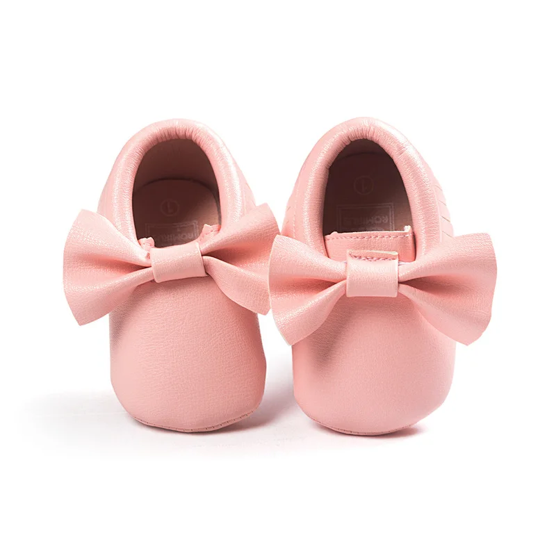 Meckior รองเท้าเด็กทารกแรกเกิดเด็กทารกสาว First Walker PU Sofe Sole เจ้าหญิง Bowknot Fringe เด็กวัยหัดเดินรองเท้าเปลเด็กสบายๆ