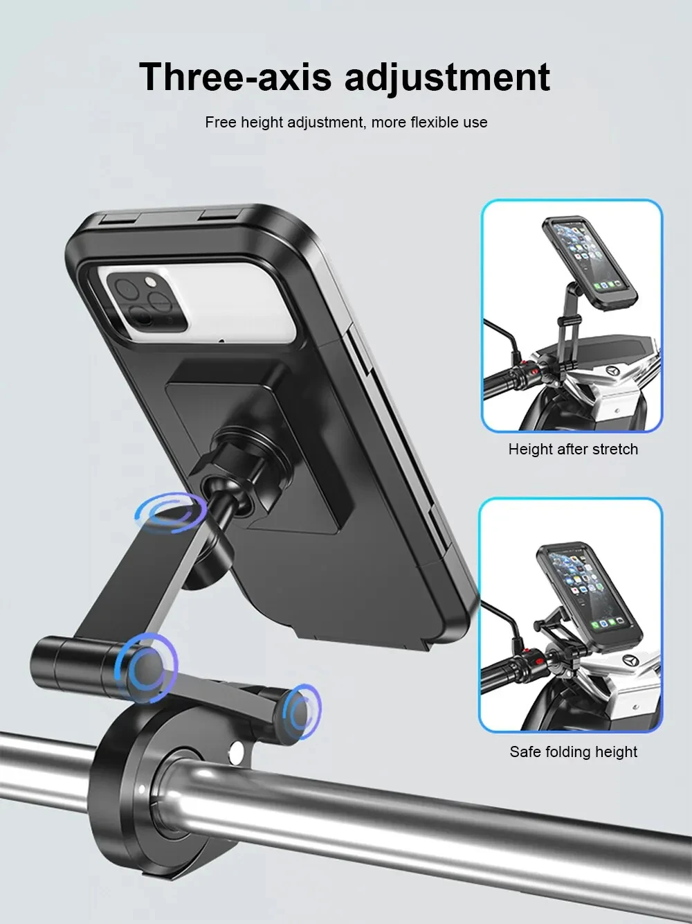Impermeável universal 360 °   Suporte giratório para telefone para motocicleta/bicicleta Suporte GPS ajustável para celulares e aplicativos de navegação