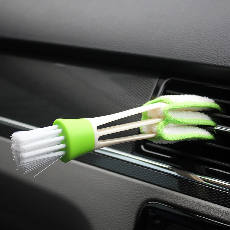 Escova de ventilação de ar condicionado do carro cabeça dupla remoção de poeira traço persianas escova de limpeza teclado multi-uso escova anjo