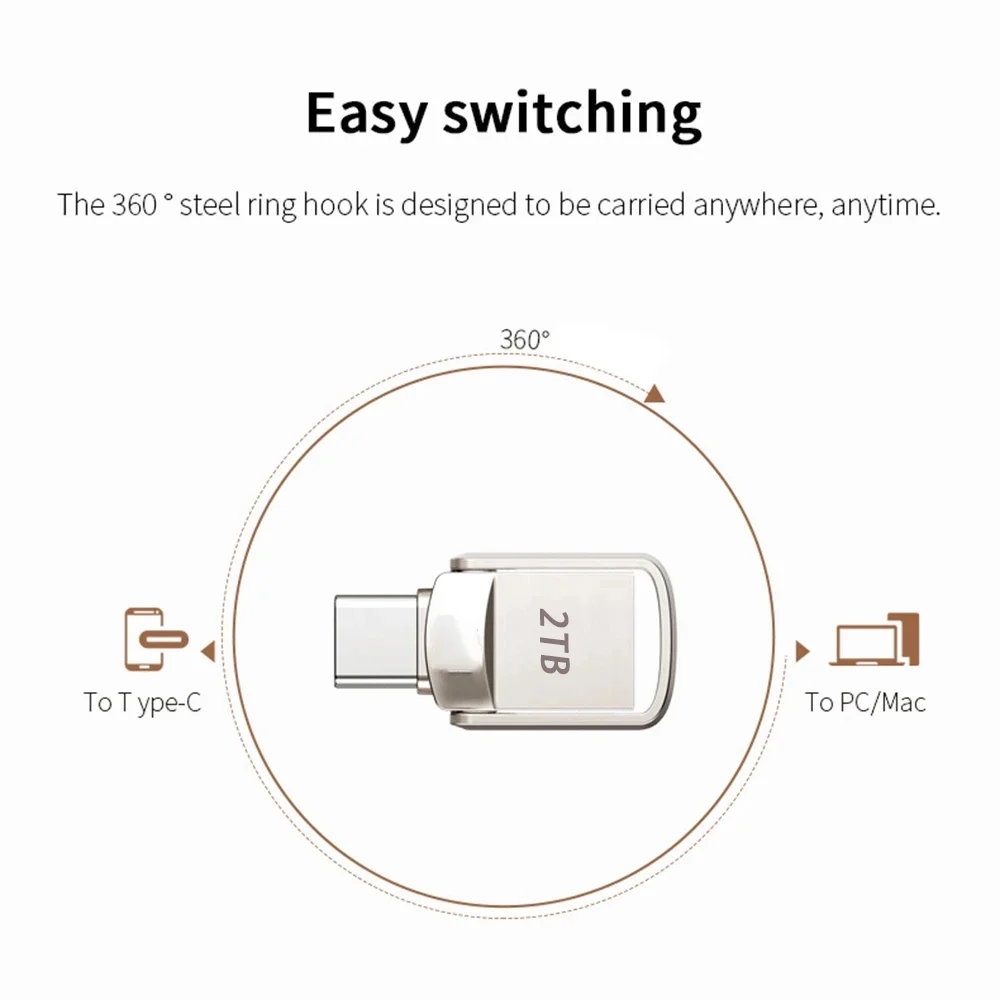 Xiaomi 2tb USB Flash Drive 3.2 Type C PenDrive Memory Stick 64G 128GB Pen Drive 256g Flash Disk for PC Smartphone Storage U Disk
