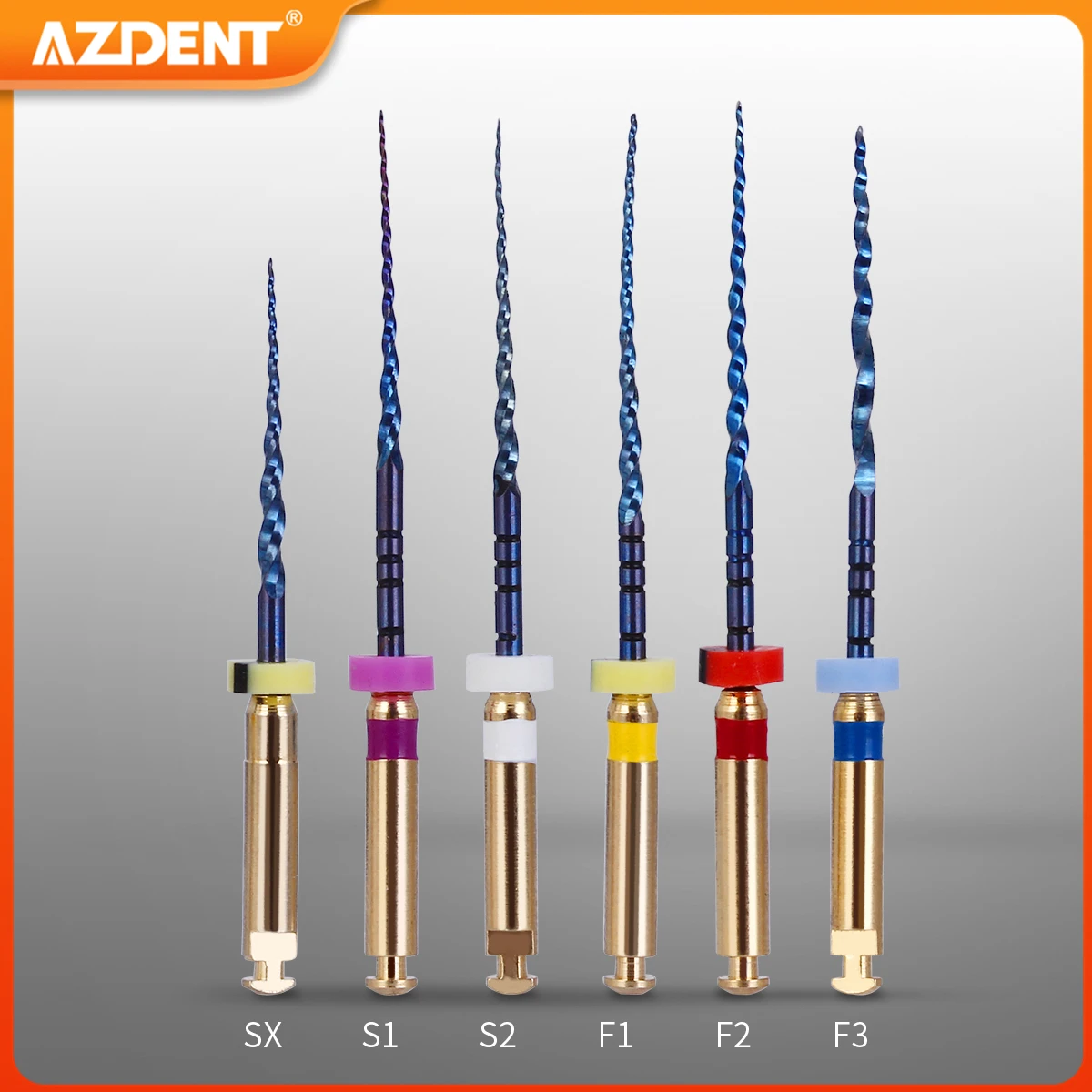 6Pcs/Box AZDENT Dental Heat Activated Root Canal Files Endodontic Engine Use File NiTi Super Rotary 25mm SX-F3 Dentistry Tools