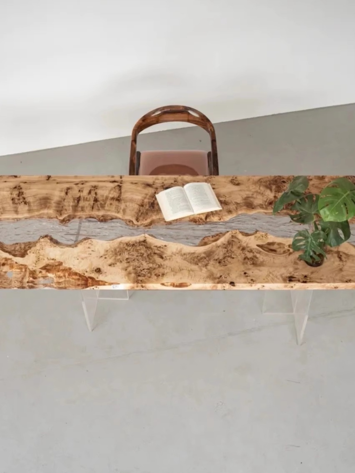 Epoxy resin river glacier crack cloud tea table solid wood large board light luxury