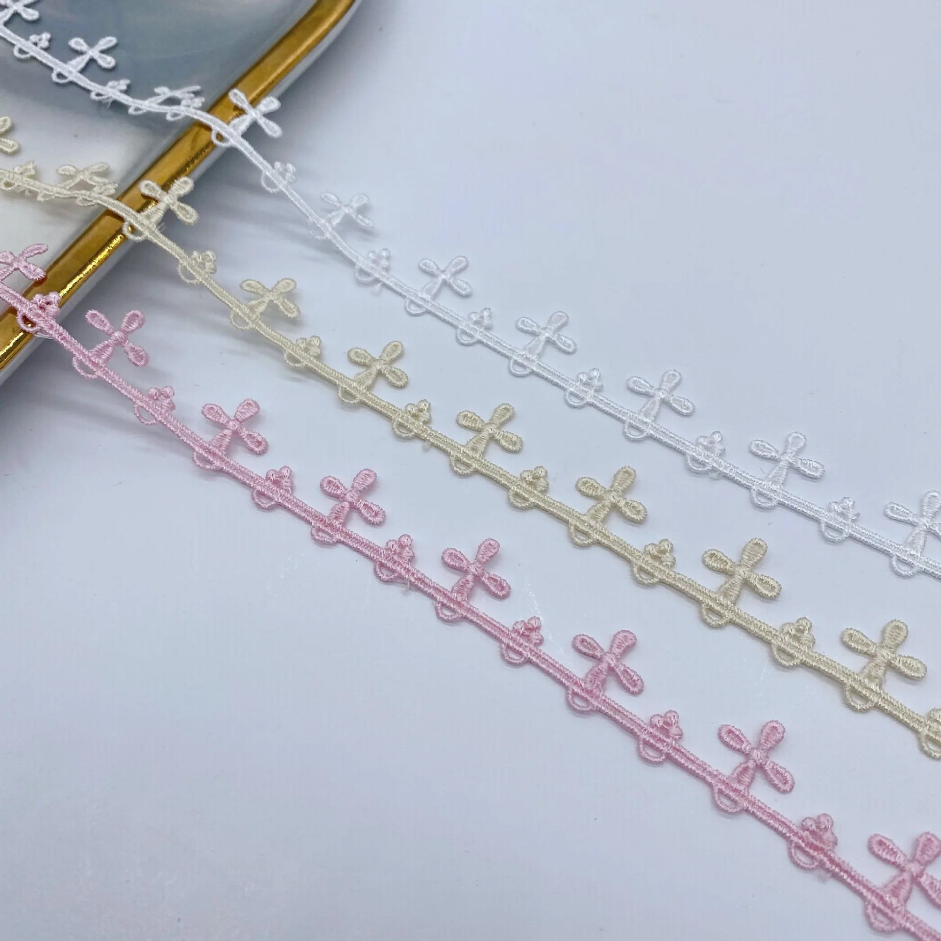5หลาสายไขว้สีสันสดใสสำหรับเย็บประดับด้วยผ้าลูกไม้ริบบิ้นติดไหปลาร้าแบบแฮนด์เมดเครื่องประดับโลลิต้าเครื่องประดับเครื่องแต่งกาย