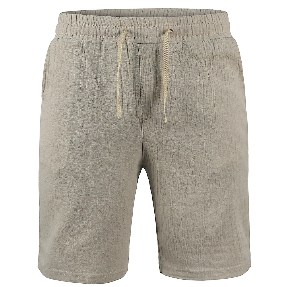 Kb novos shorts de linho de algodão masculino verão respirável cor sólida calças de linho fitness streetwear S-3XL