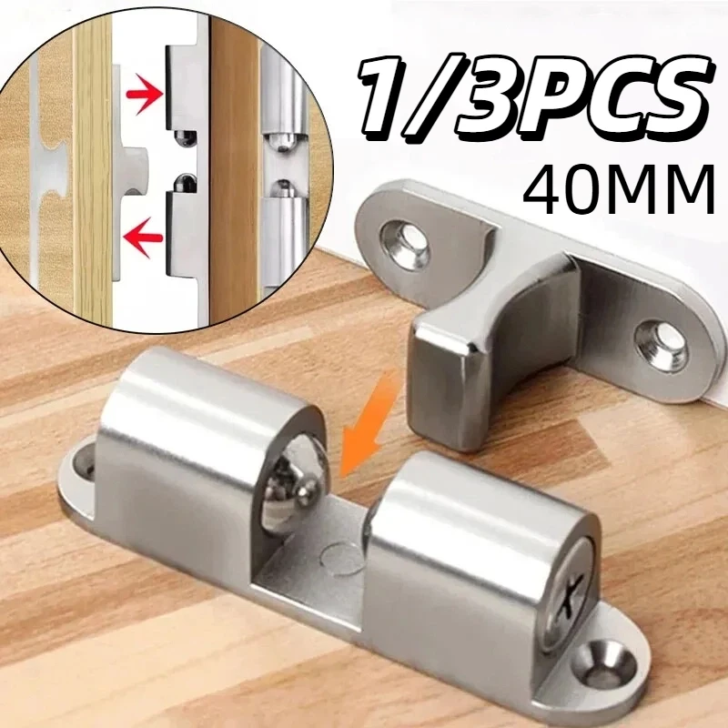 1/3pcs Furniture Door Ball Latch Brass Double Roller Spring Ball Catch Latches Cabinet Closet Door Adjustable Tension Latch
