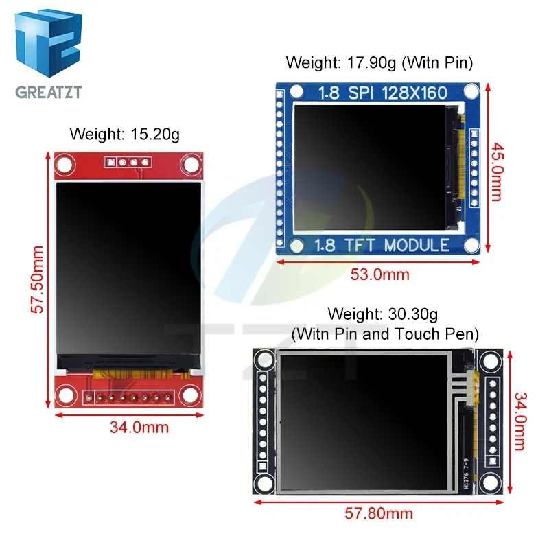 1.8 Inch TFT LCD Module LCD Screen Module SPI Serial 51 Drive 4 IO Drive TFT Resolution 128*160 For Arduino With / Without Touch