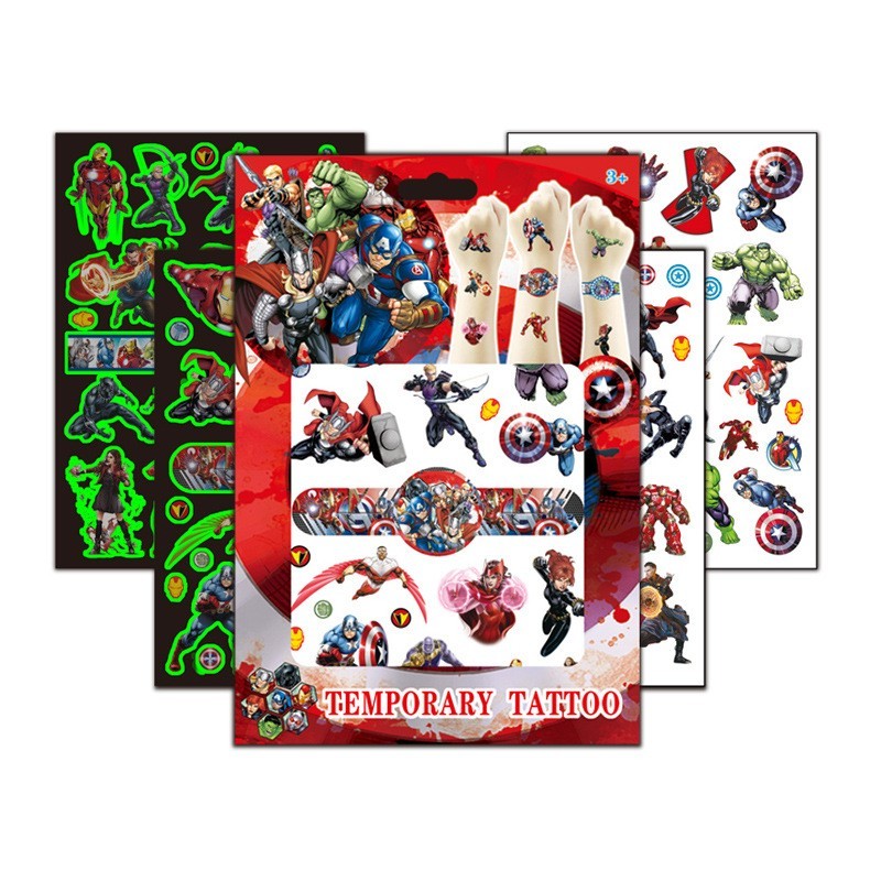 4 шт./набор, Светящиеся Татуировки-наклейки «Человек-паук»