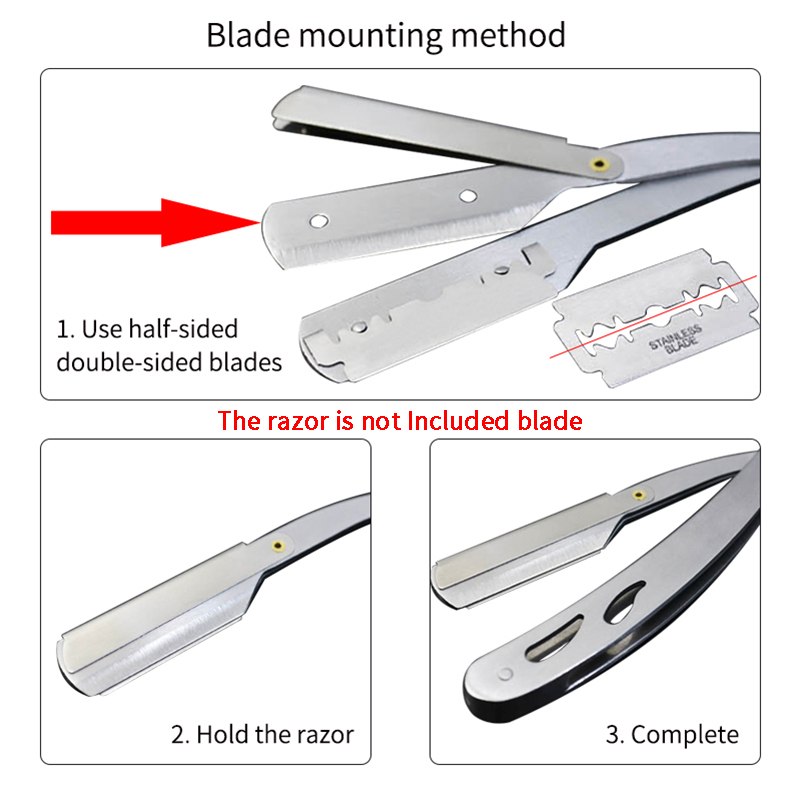 New Professional Hairdresser Shaver Men's Barber Razor Haircut Tools Metal Stainless Steel Universal Single-edged Blade