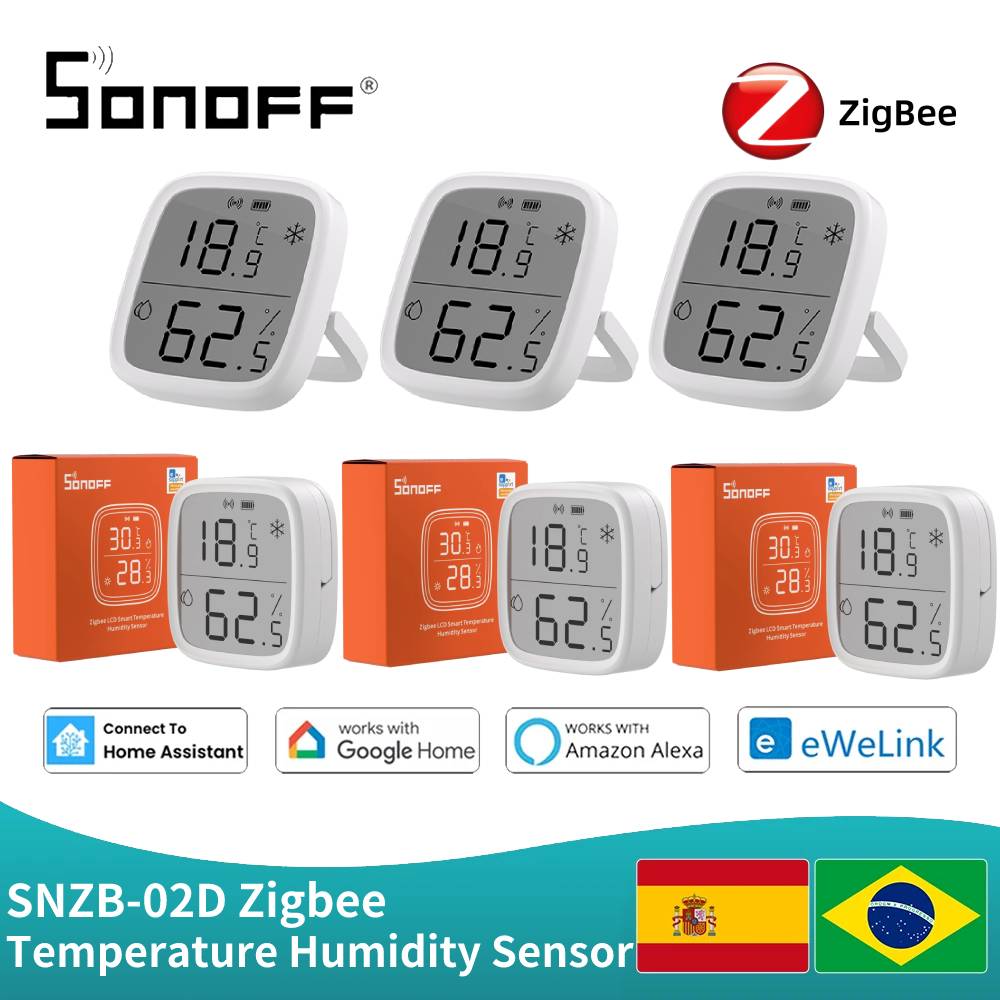 SONOFF SNZB-02D Zigbee LCD Sensor de temperatura y humedad Diy hogar inteligente con TRVZB funciona con Alexa Google Home Assistant mqtt