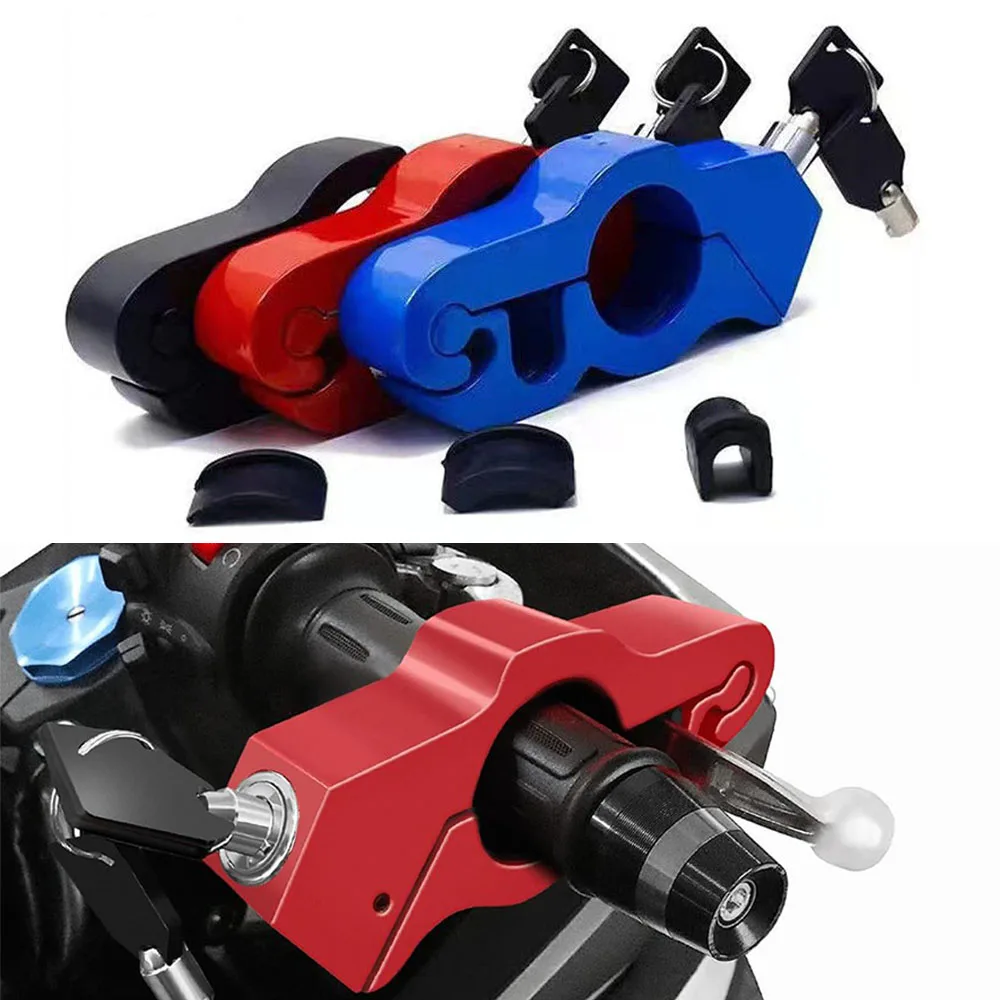1pc Motorcycle Handlebar Lock Handlebar Brake Handle Solid Lock Imitating Steal Lock Pull Rod ATV Dirt Street Bikes Anti Theft