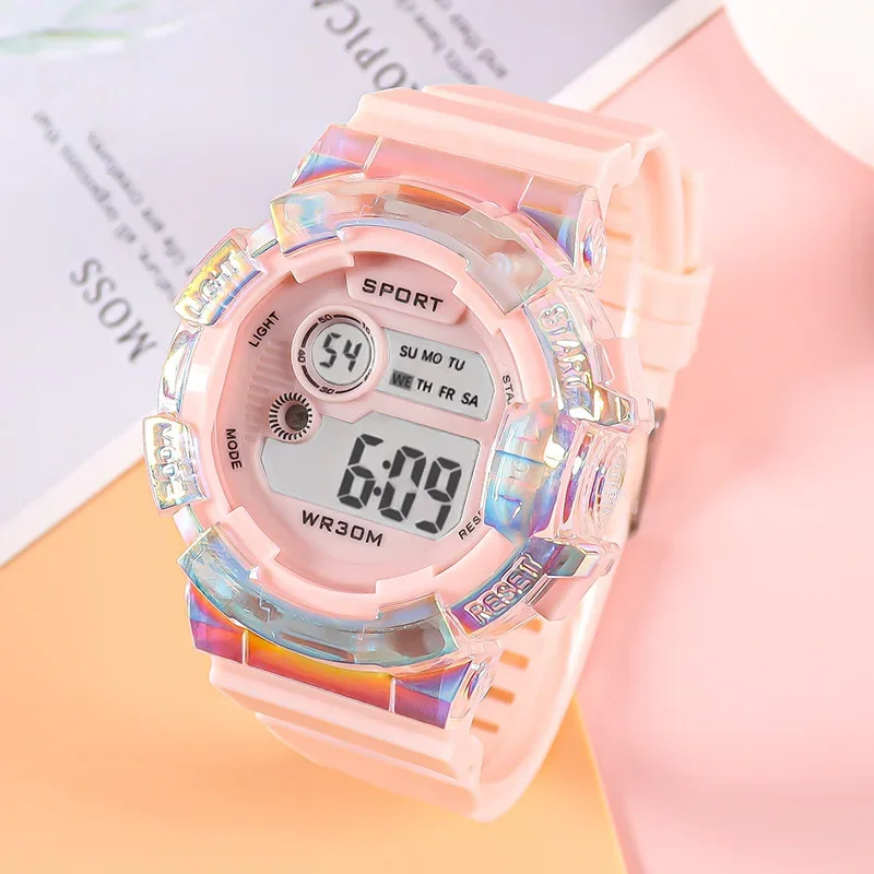 แฟชั่นนาฬิกาเด็ก LED นาฬิกาดิจิตอลสําหรับเด็กชายและเด็กหญิงกีฬานาฬิกาปลุก Luminous นักเรียนนาฬิกาข้อมืออิเล็กทรอนิกส์