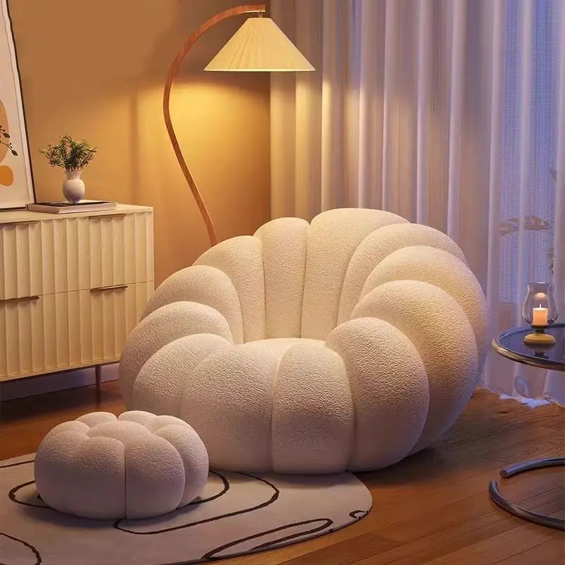 Lazy Sofa Reclining and Sleeping Cream Wind Pumpkin Pedal Bean Bag Tatami Single Small Sofa Lazy Nest Chair