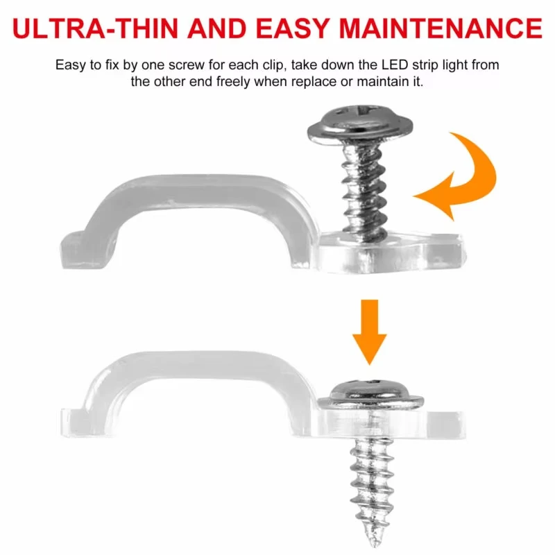 100 PCS Fixator LED Strip Fixing Clips Light Holder With Screws Fixing Mounted Clip For 5050 LED Strip Light Bar Cable Clamps