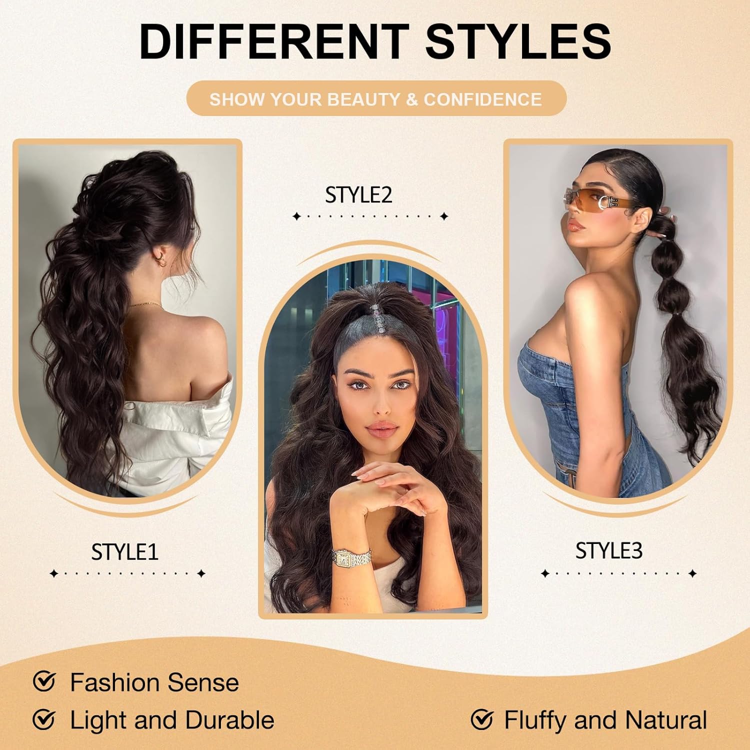 Extensión de cola de caballo con cordón sintético de 24 pulgadas para mujer, extensiones de cabello con cola de caballo esponjosa y rizada Afro larga para uso diario