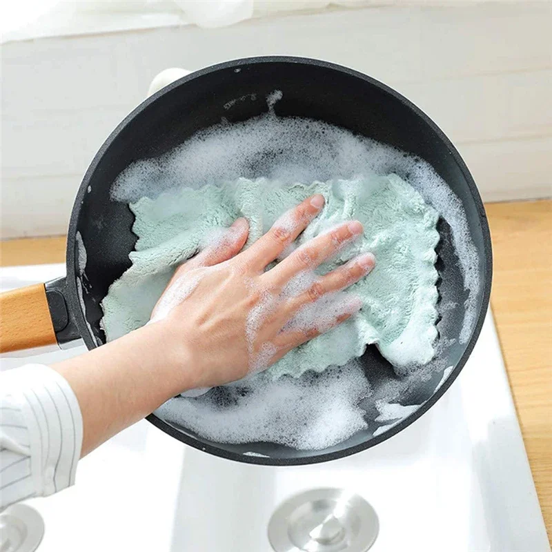 10 pezzi di asciugamani da cucina in microfibra, super assorbenti, in velluto corallo, antiaderenti, lavabili ad olio, ad asciugatura rapida