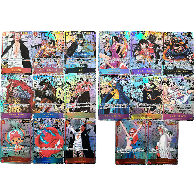 Anime One Piece Japanische englische Version OPCG Comics Replica Shanks Rayleigh Nika Ruffy Buggy Teach Game Anime Collection Cards