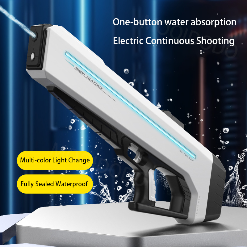 LEDライト付き電動水鉄砲,強力な自動ピストル,連続射撃,プール,ビーチ,男の子と大人のための屋外おもちゃ