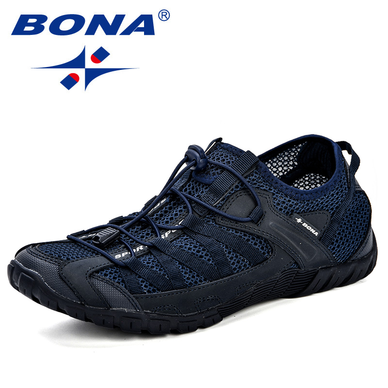 BONA-sapatos esportivos masculinos com cadarço, tênis de malha confortáveis, caminhada e corrida ao ar livre, estilo popular, novo, 2023