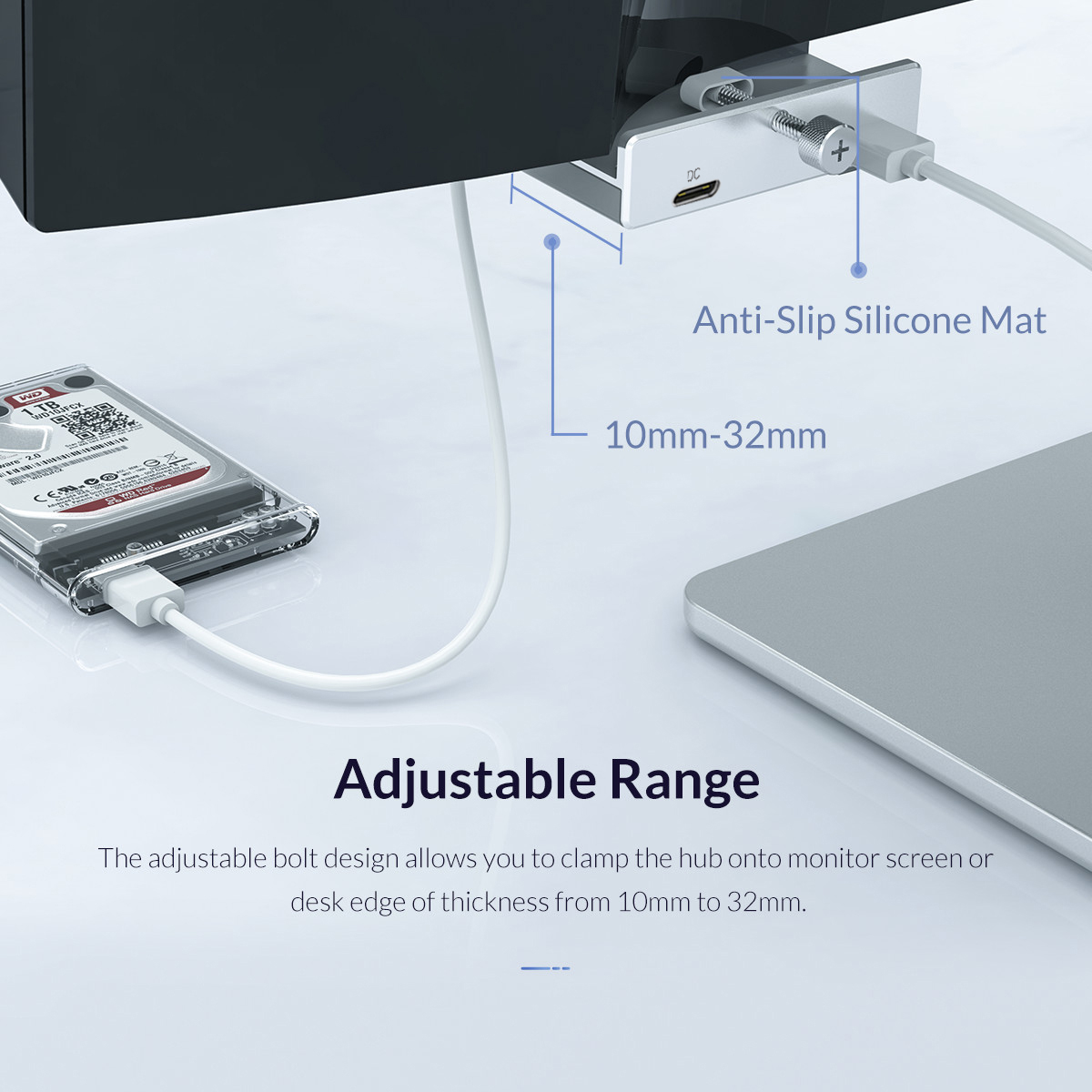 6-IN-1 Black Clip Dock 5Gbps USB 3.0 HUB Zewnętrzny rozdzielacz USB ze stopu aluminium do laptopa stacjonarnego z gniazdem karty TF