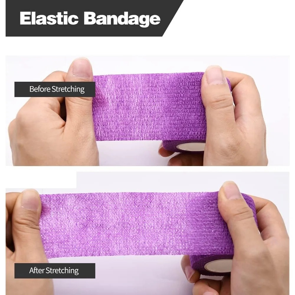 12/10 pçs colorido esporte auto adesivo elástico bandagem envoltório fita elastoplast para joelheira dedo tornozelo palma kit de ajuda pet ferramenta quente