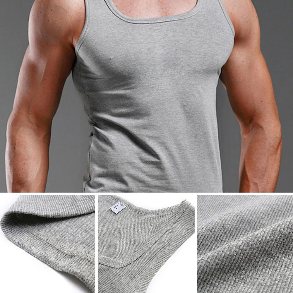 綿 100% メンズ特大 Tシャツノースリーブタンクトップ無地フィットネス男性筋肉ベストボディービル Tシャツ男性用 Tシャツ
