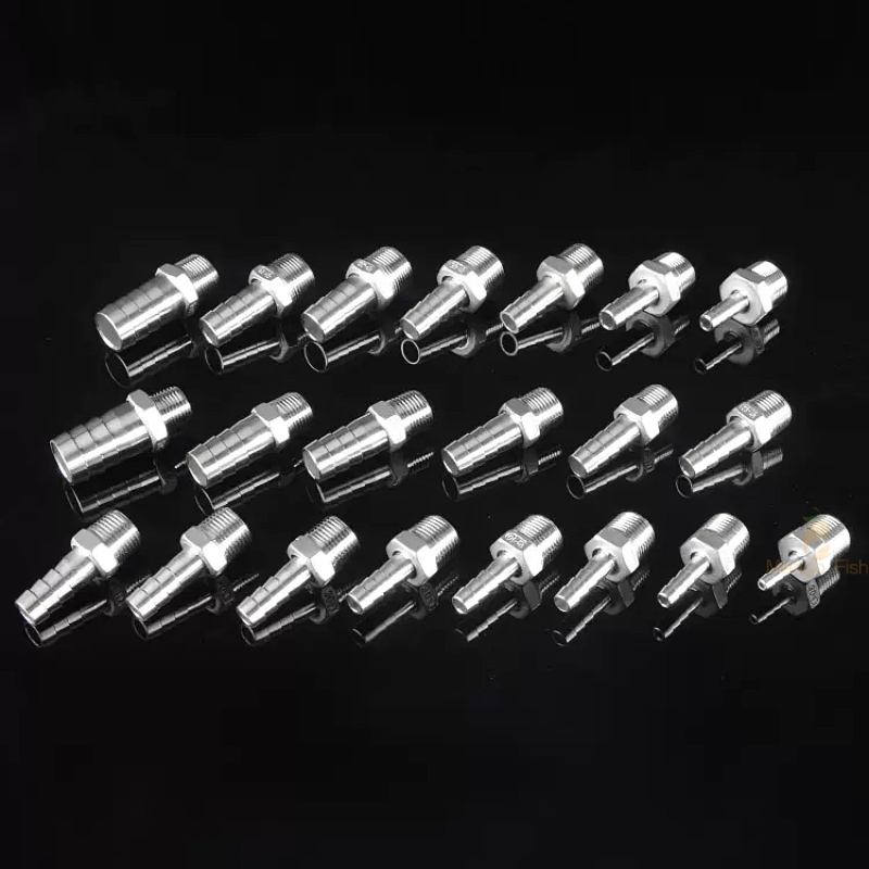 304 Rvs Pagode Connector 6/8/10/12mm Slangpilaar Connector Slang Staart Draad 1/8 1/4 3/8BSP PC Mannelijke Messing Buisleidingen