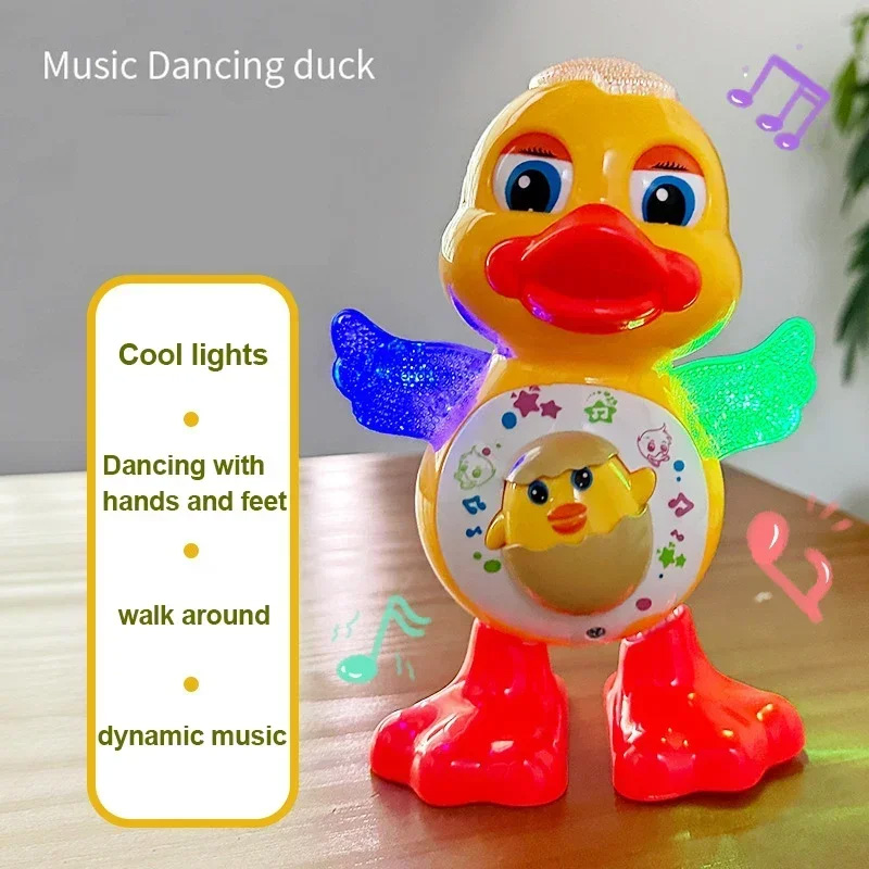 Novo pato de dança elétrica luz musical das crianças brinquedo eletrônico educacional para animais de estimação pode andar e piscar presente de aniversário das crianças