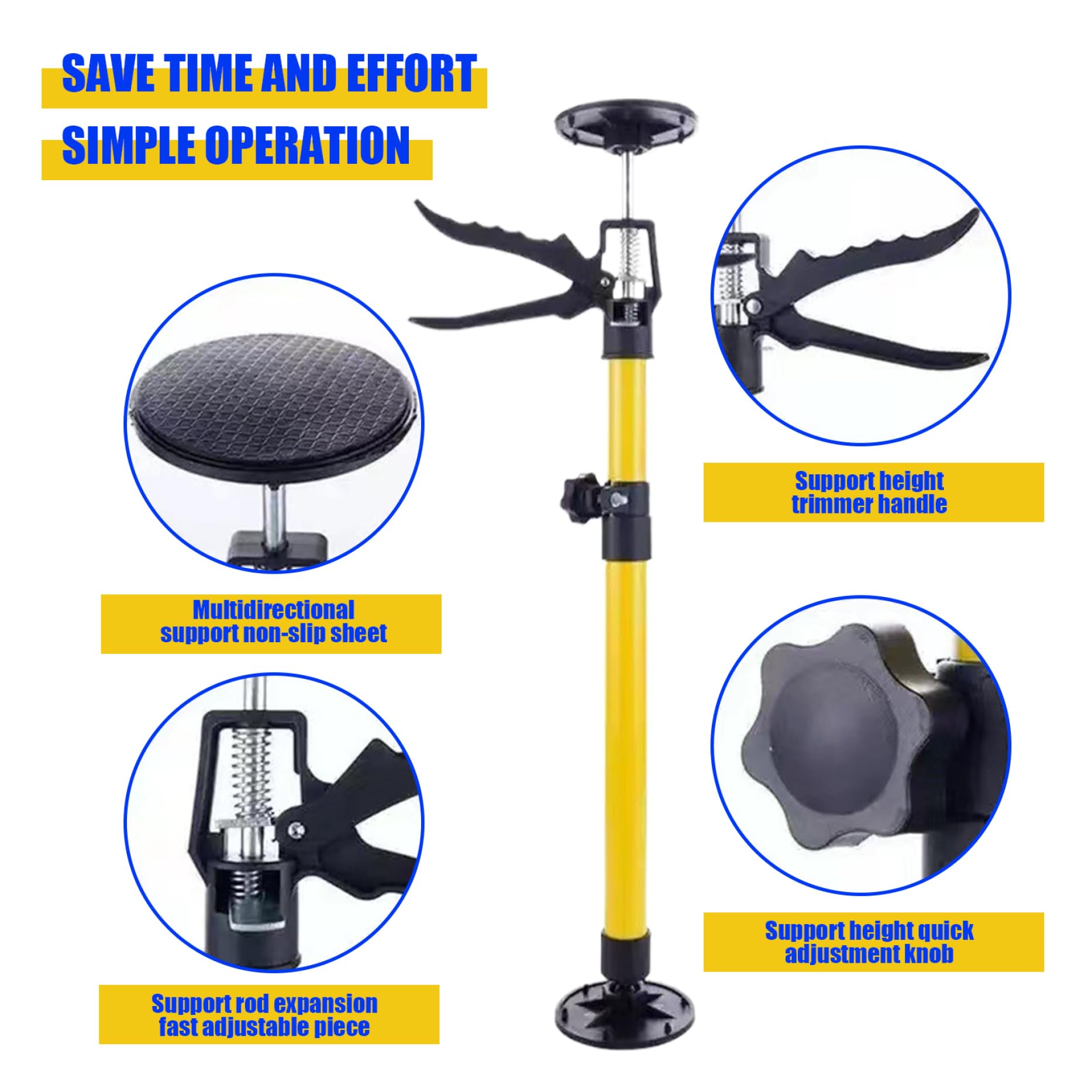 2 ชิ้นประหยัดแรงงาน Telescopic เหล็กสนับสนุน Rod ตู้แจ็คผนังสนับสนุนเสาเครื่องมือก่อสร้าง Non - Slip มือยกแจ็คเครื่องมือ