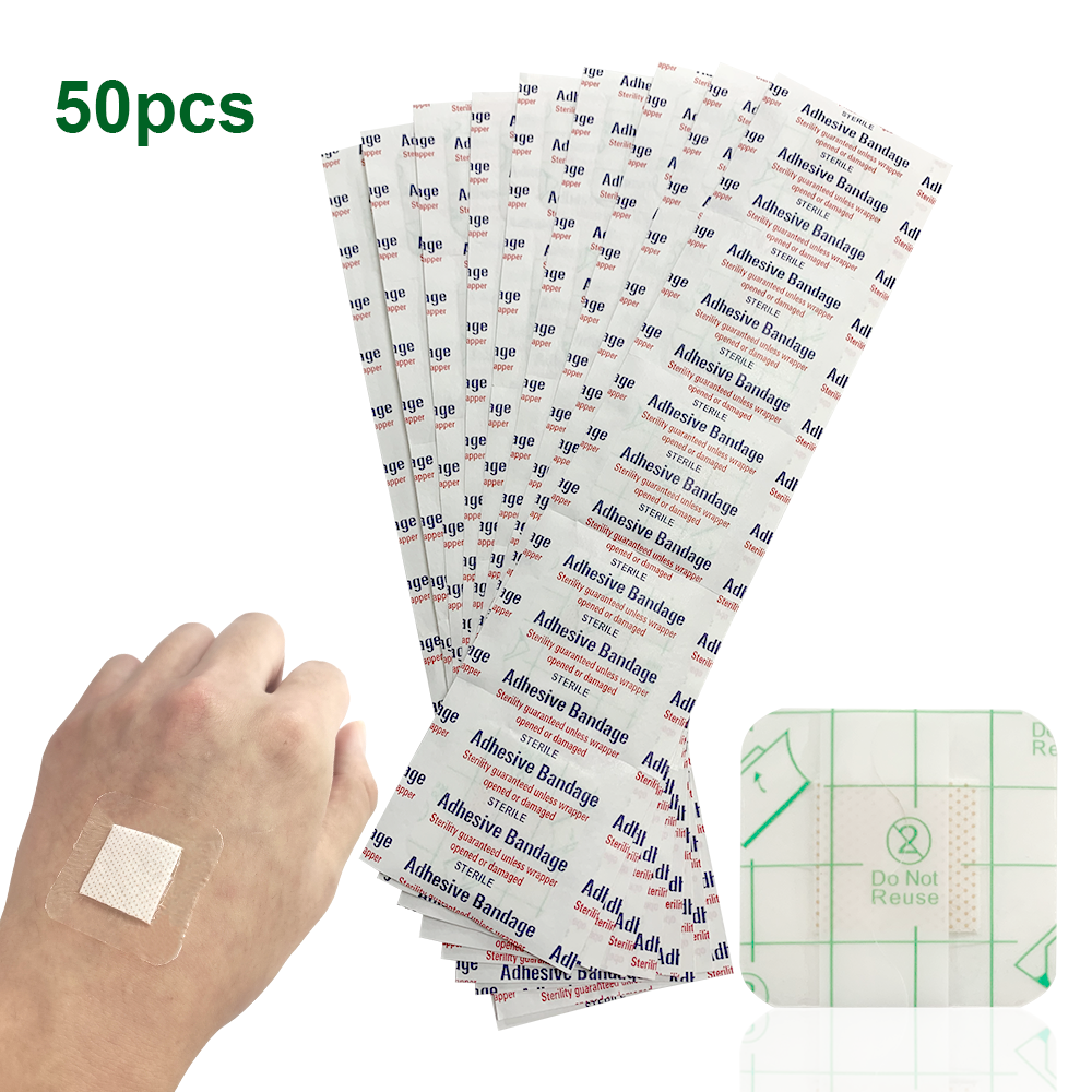 Carbou สติกเกอร์ป้องกันผ้าพันแผลแบบใสทำจาก PU จำนวน38*38มม. จำนวน50ชิ้นกันน้ำ